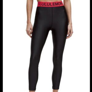 Lululemon Satin Shine High-rise Train Tight Leggings 25.5" in black/red glow